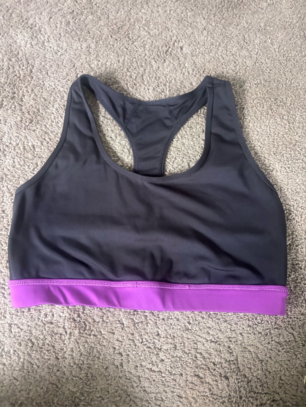 Rise by Lularoe Women’s Black Sports Bra with Purple Band